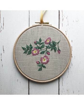 Sarah Becvar freehand machine embroidered textile art flower rose hoop