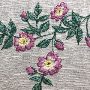 Sarah Becvar freehand machine embroidered textile art floral embroidery rose