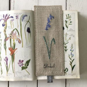 embroidered bluebell wildflower bookmark Sarah Becvar