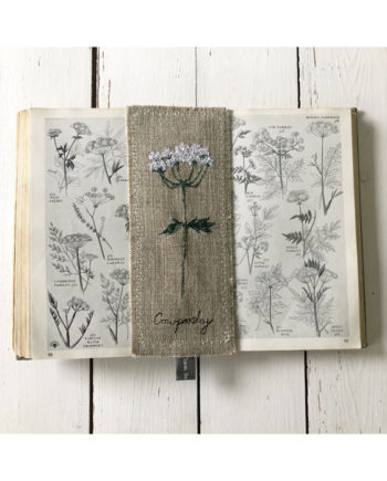 embroidered cow parsley wildflower linen book mark Sarah Becvar