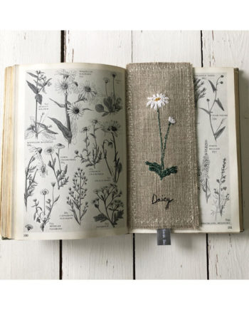 embroidered bookmark with daisy flower Sarah Becvar