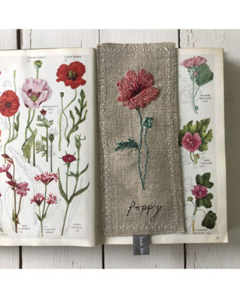poppy wildflower embroidered bookmark Sarah Becvar