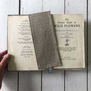 linen embroidered book mark Sarah Becvar