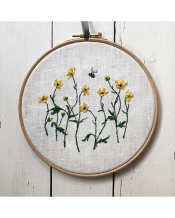 Butter cup embroidery freehand hoop