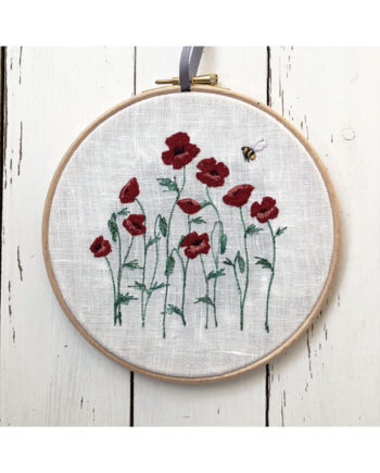 embroidered poppy bookmark