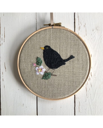 blackbird Sarah Becvar textile embroidery embroidered hoop