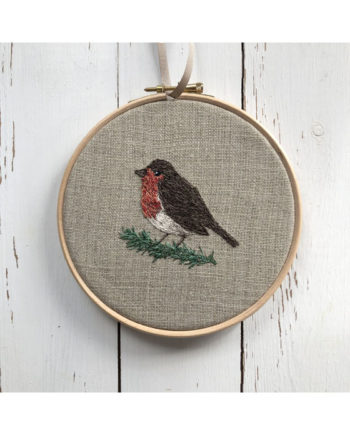 freehand machine embroidered embroidered robin hoop