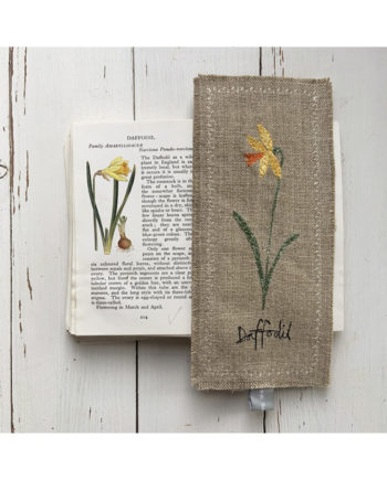 freehand machine embroidered flower bookmark daffodil