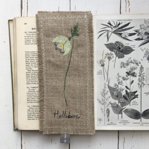 freehand machine embroidered flower bookmark