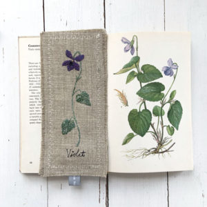 embroidered violet bookmark