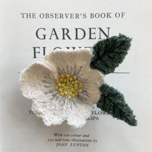 freehand machine embroidered flower brooch anemone stitched floral handmade Sarah Becvar pretty handmade embroidery pansy rose poppy