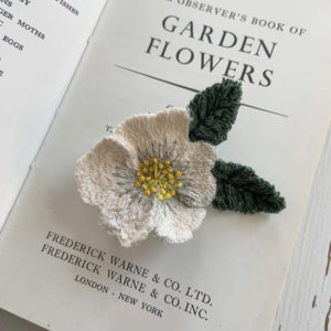 freehand machine embroidered flower brooch anemone stitched floral handmade Sarah Becvar pretty handmade embroidery pansy rose