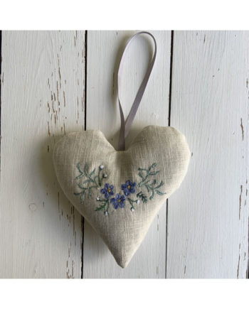 lavender heart with freehand machine embroidered flowers textile art decoration Sarah Becvar embroidery