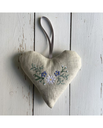 lavender heart with freehand machine embroidered flowers textile art decoration Sarah Becvar embroidery