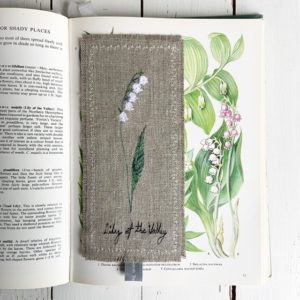 Sarah Becvar freehand machine embroidery bookmark hand made textile art embroidered floral
