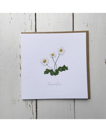 a wildflower notecard stitched directly onto a card blank using free motion machine embroidery and appliqué stitched by textile artist Sarah Becvar