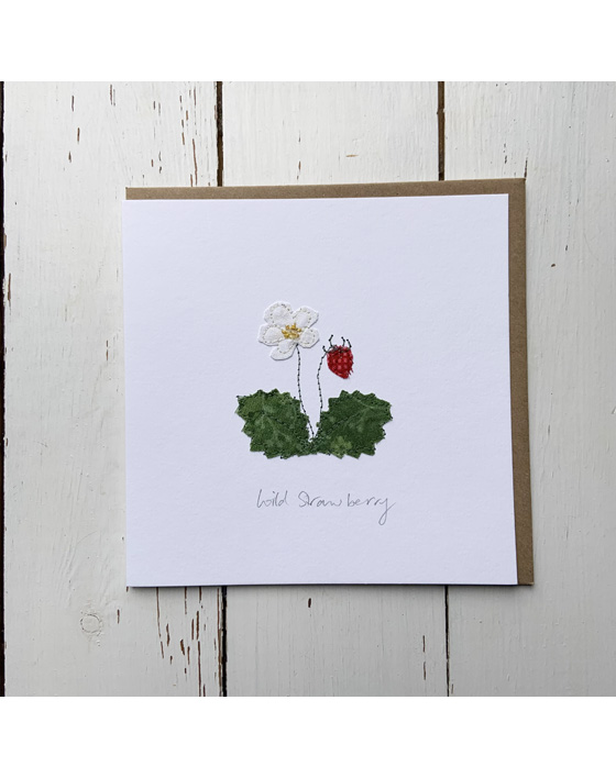 a wildflower notecard stitched directly onto a card blank using free motion machine embroidery and appliqué stitched by textile artist Sarah Becvar