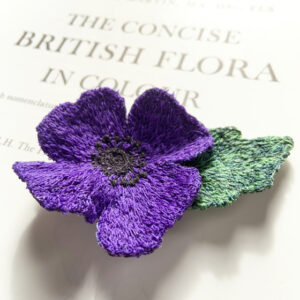 Sarah Becvar remembrance poppy embroidered brooch thread handmade textile art