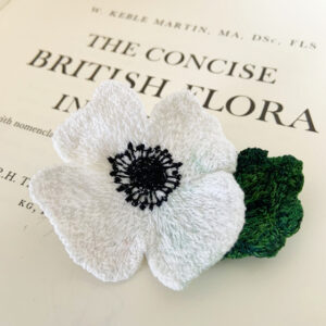Sarah Becvar remembrance poppy embroidered brooch thread handmade textile art