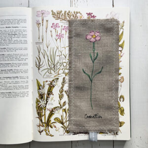embroidered carnation bookmark