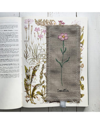 embroidered carnation bookmark