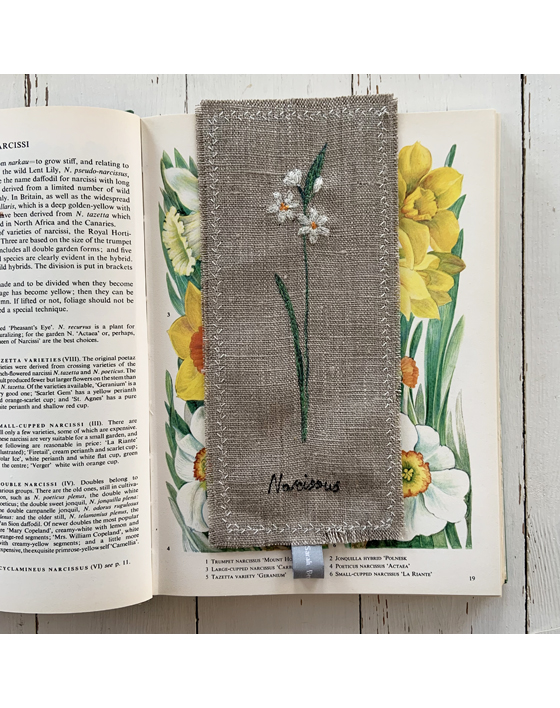 narcissus embroidered bookmark