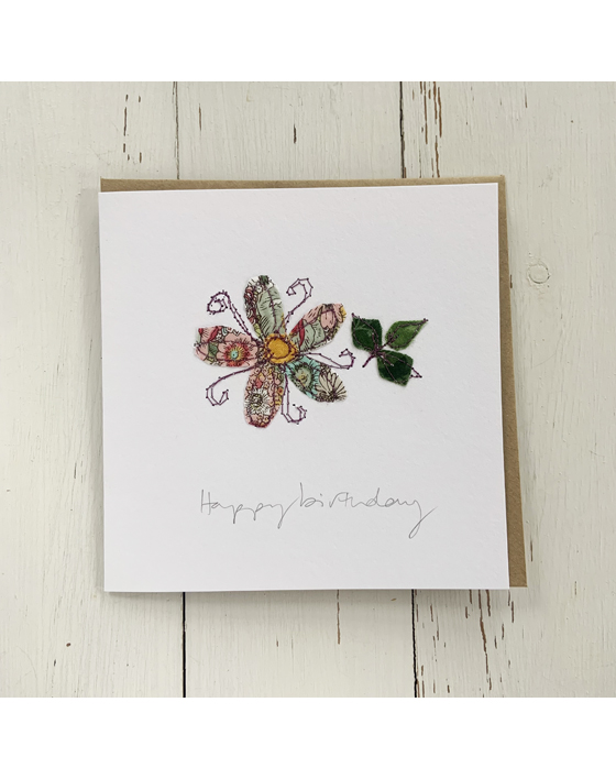 freehand machine embroidered handmade greetings card by textile artist sarah becvar