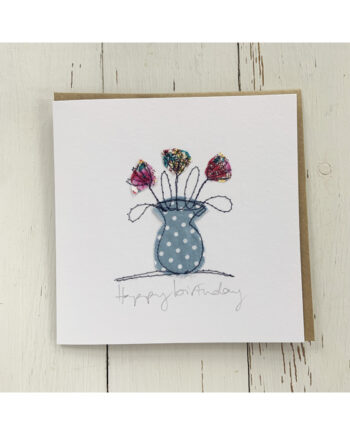 freehand machine embroidered handmade greetings card by textile artist sarah becvar