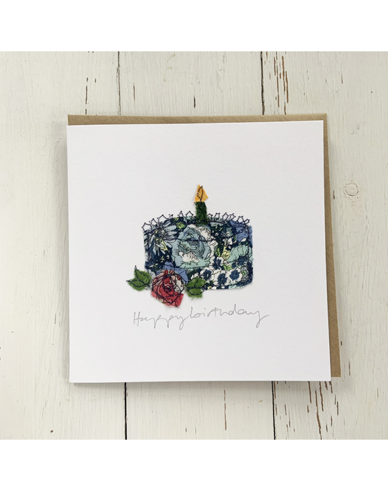 freehand machine embroidered handmade greetings card by textile artist sarah becvar