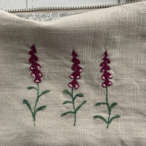 fox glove embroidered pouch by sarah becvar
