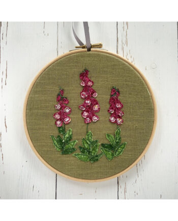 freehand machine embroidered flower hoop with applique embroidery by sarah becvar