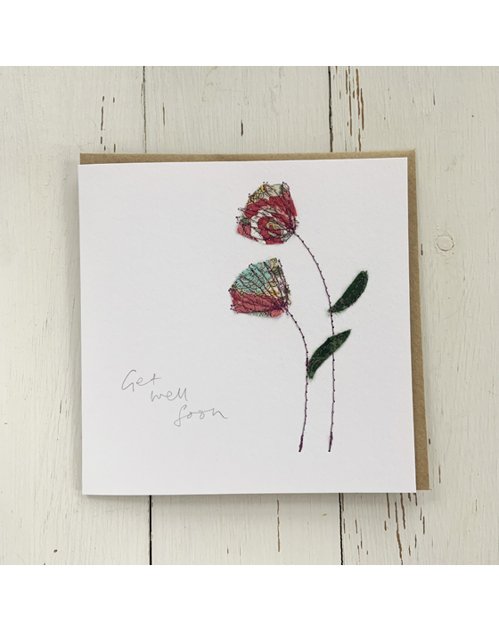 freehand machine embroidered handmade greetings card by textile artist sarah becvar