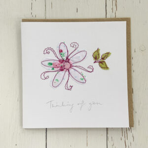 freehand machine embroidered handmade greetings card by textile artist sarah becvar