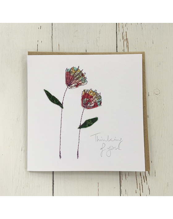 freehand machine embroidered handmade greetings card by textile artist sarah becvar