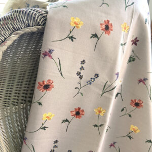 original designer exclusive eco printed cotton fabric wildflower design embroidered upholstery fabric lampshade household fabrics textile design UK made