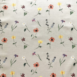 original designer exclusive eco printed cotton fabric wildflower design embroidered upholstery fabric lampshade household fabrics textile design UK made