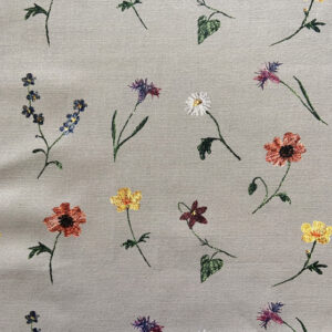 original designer exclusive eco printed cotton fabric wildflower design embroidered upholstery fabric lampshade household fabrics textile design UK made