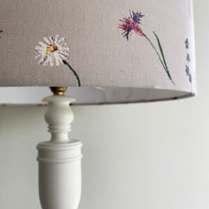 original designer exclusive eco printed cotton fabric wildflower design embroidered upholstery fabric lampshade household fabrics textile design UK made