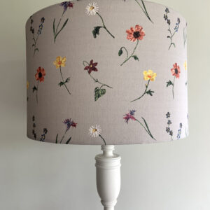 original designer exclusive eco printed cotton fabric wildflower design embroidered upholstery fabric lampshade household fabrics textile design UK made
