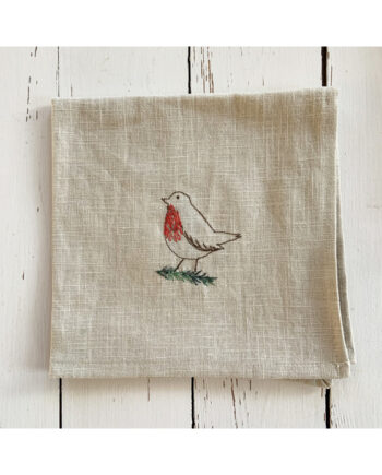 Festive Linen Napkin - Robin