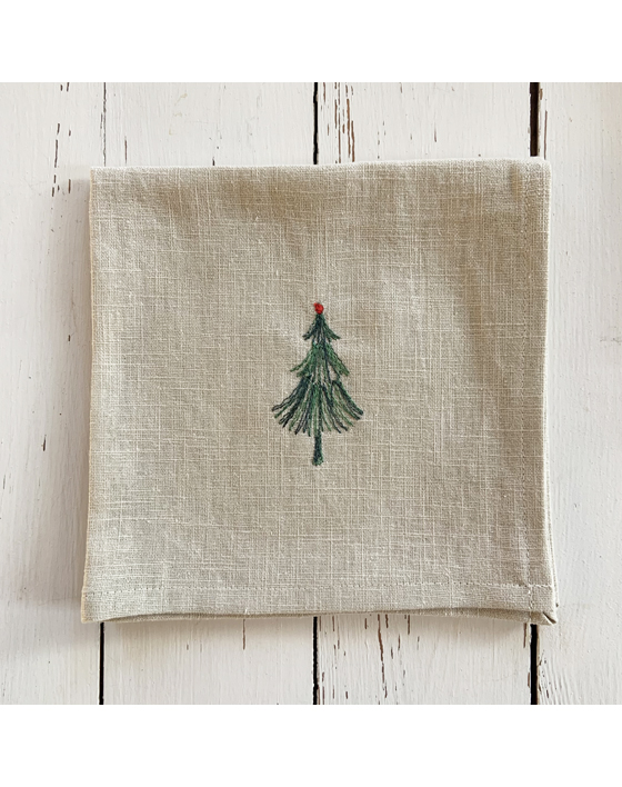 embroidered christmas linen napkin sarah becvar
