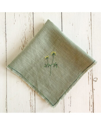 freehand machine embroidered linen napkin with herbs embroidered by sarah becvar