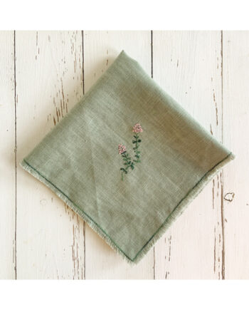 freehand machine embroidered linen napkin with herbs embroidered by sarah becvar