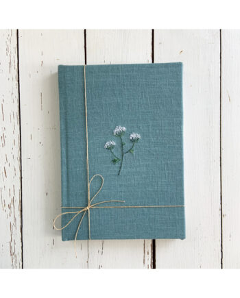 embroidered linen bound notebook by sarah becvar