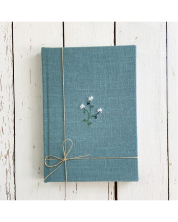 embroidered linen bound notebook by sarah becvar