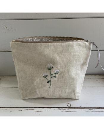 embroidered flower linen pouch by sarah becvar