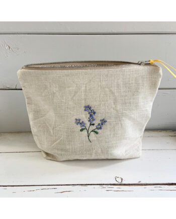 embroidered flower linen pouch by sarah becvar