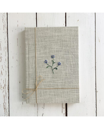 embroidered linen bound notebook by sarah becvar