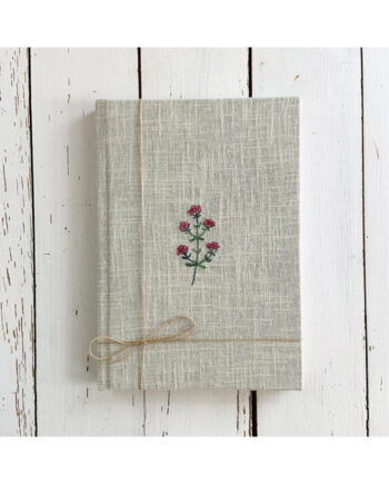 embroidered linen bound notebook by sarah becvar