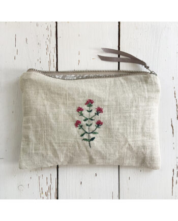 embroidered flower linen pouch by sarah becvar